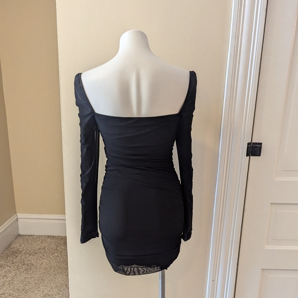 Princess Polly xx black off the should long sleeve dress size 6 - Picture 3 of 8